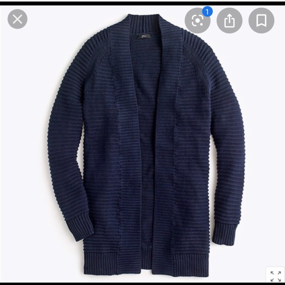 Jcrew navy ribbed cotton open sweater - Picture 2 of 8